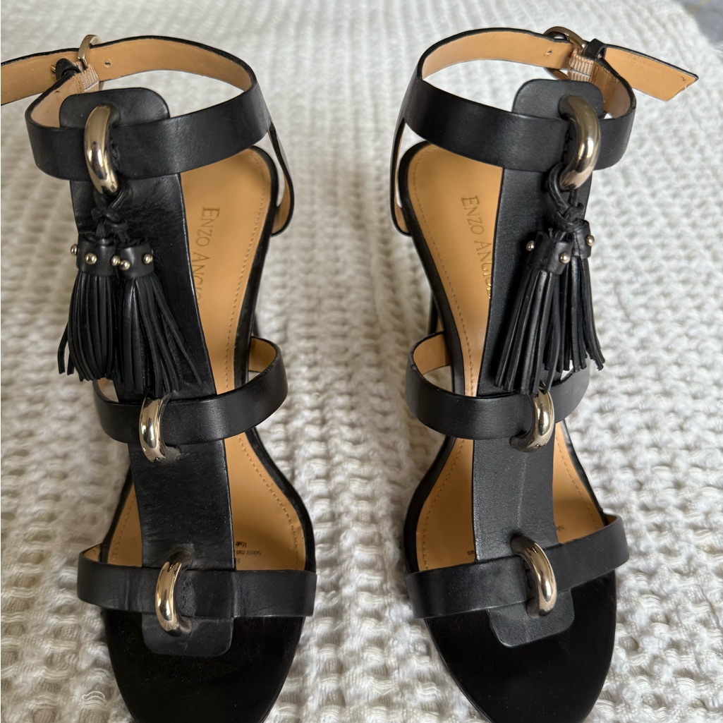 Enzo Angiolini Black Tassel Sandals - Size 7